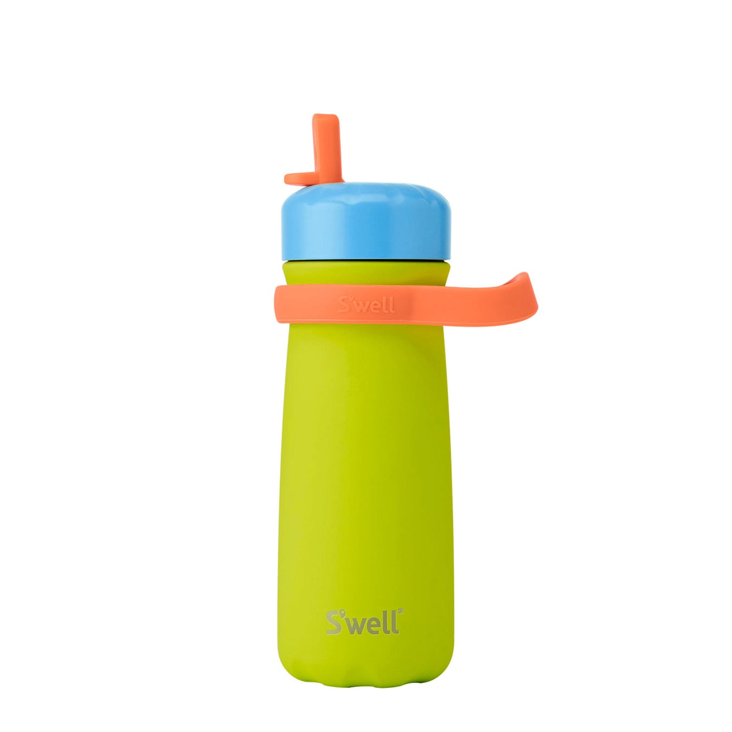 traveler-with-flip-straw-lid-16oz-l3 Swell-Kids-Water-Bottle-Traveler-16oz-Lime-Sherbet-Front-Lid-Up.jpg